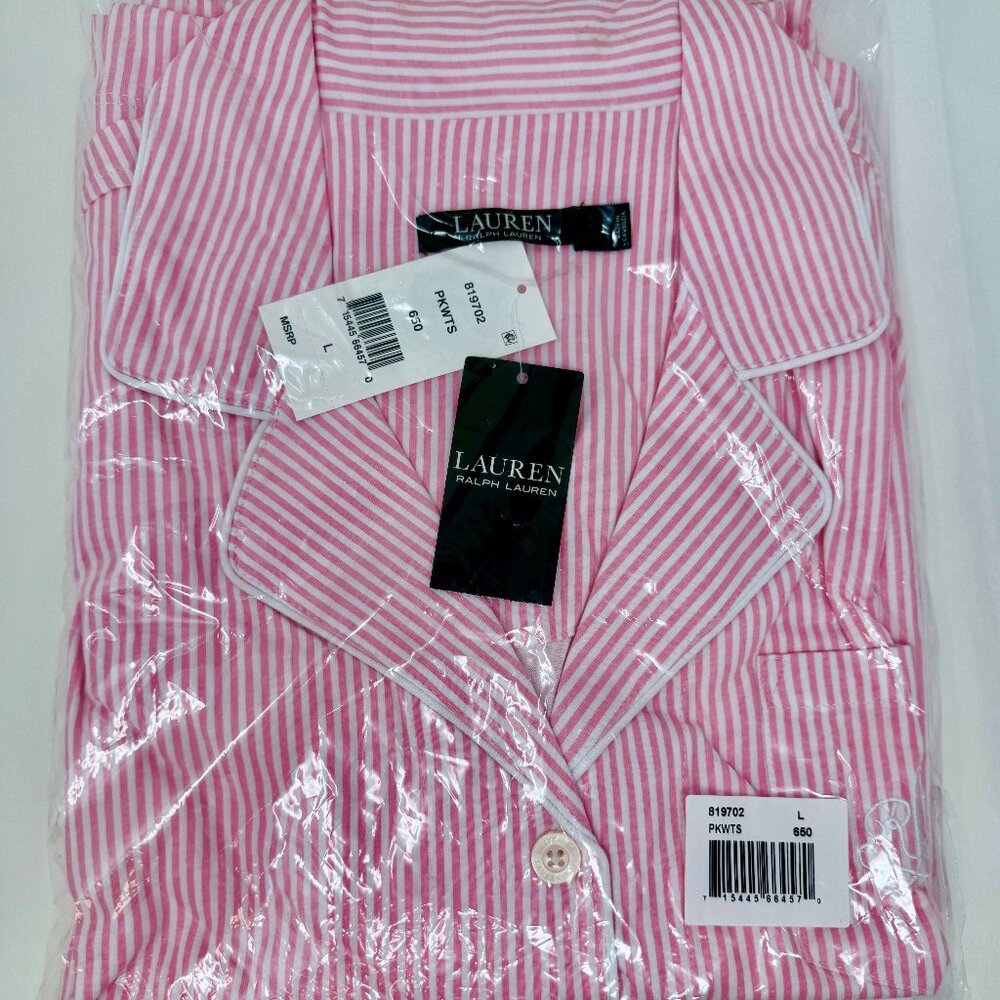 Ralph Lauren pink white striped pj's pajamas woman